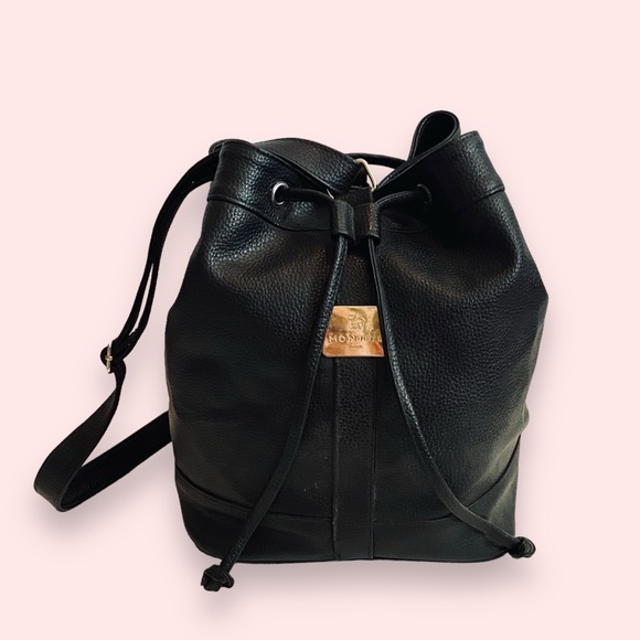 Monteil Paris Logo Black Bucket Drawstring Bag - Picture 1 of 14